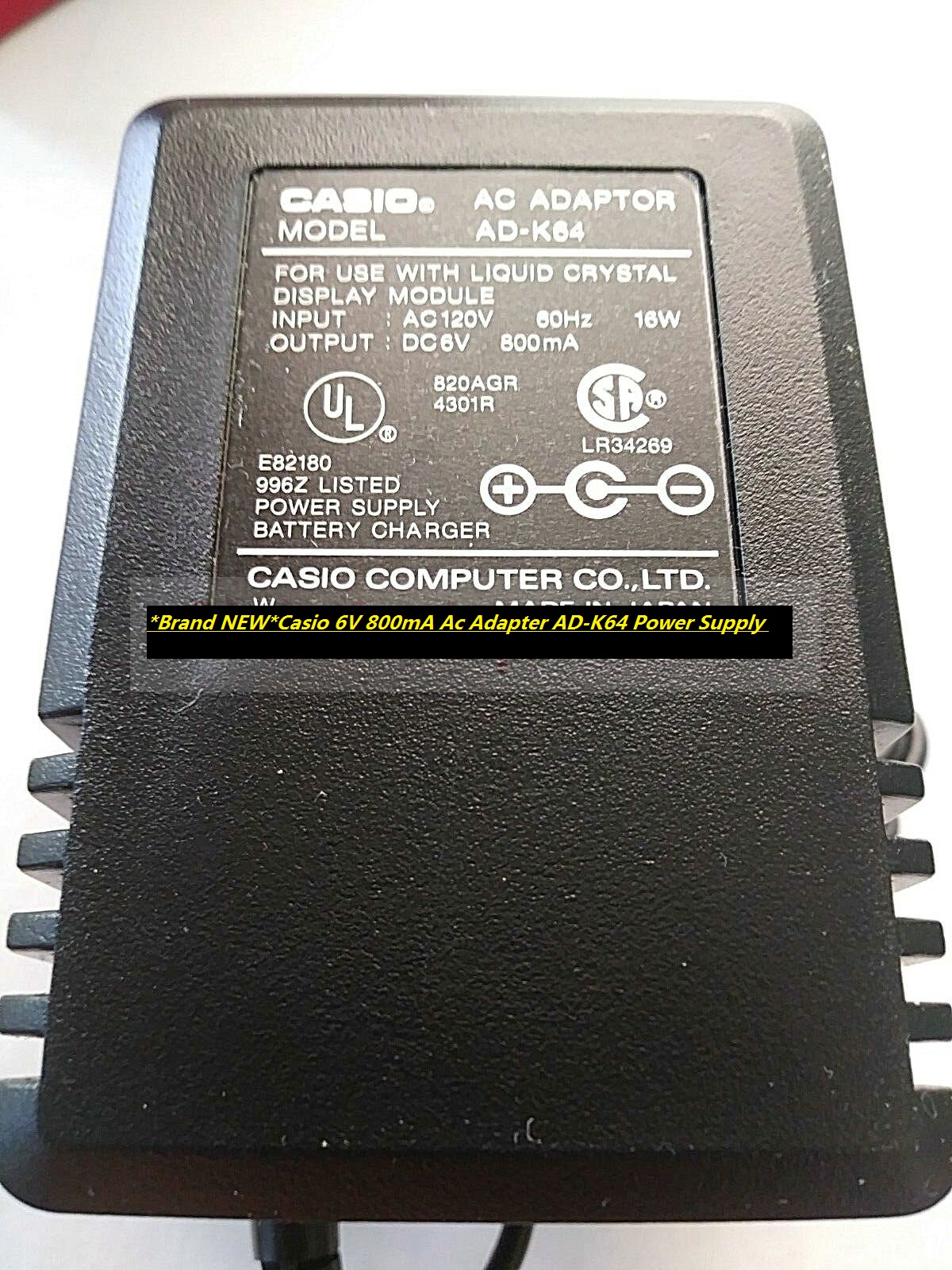 *Brand NEW*Casio 6V 800mA Ac Adapter AD-K64 Power Supply